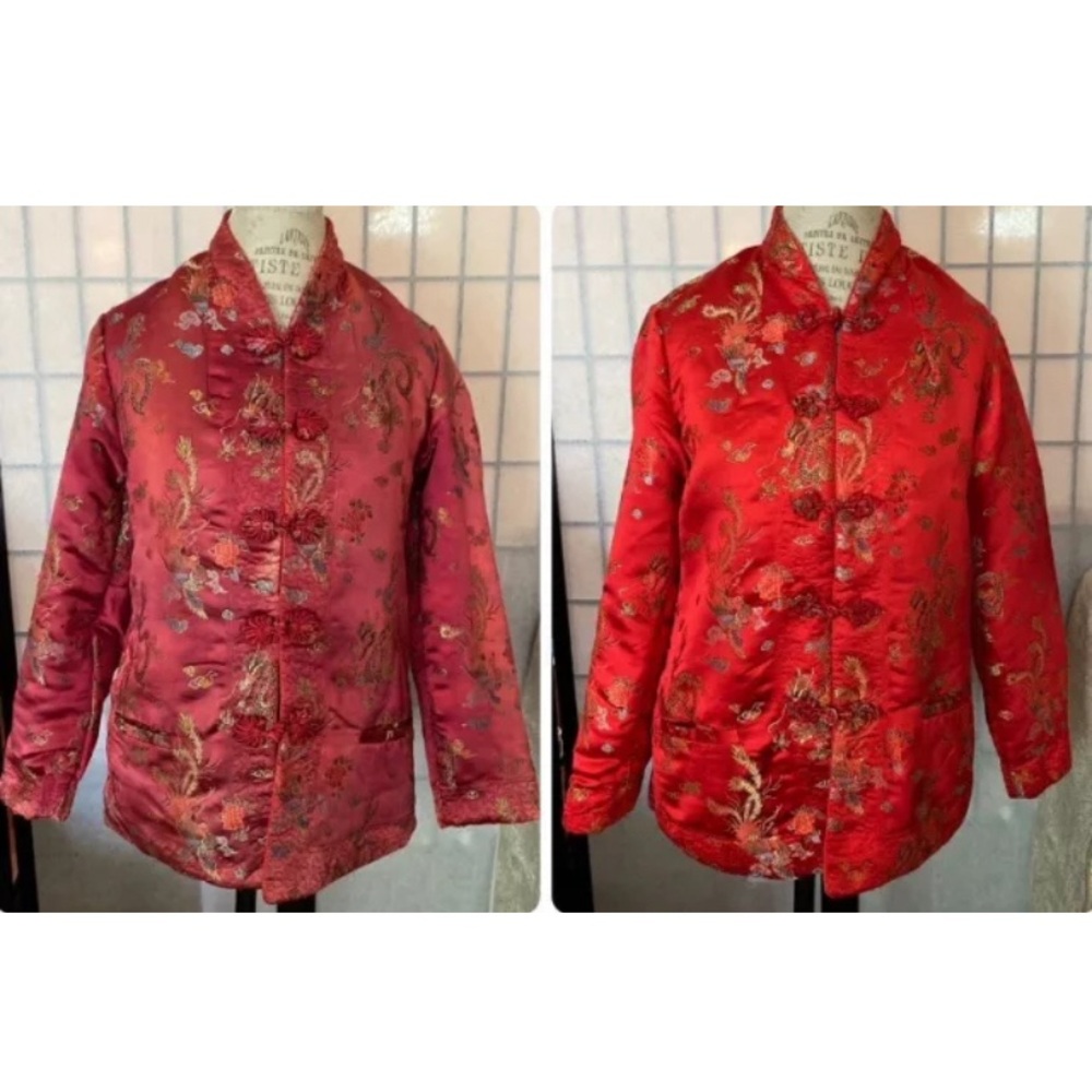Jin Hon VTG Chinese Blazer/Jacket Frog Closure/Fully Reversible Embroidered S